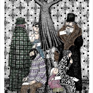 Edward Gorey: Group on Sofa Notecard