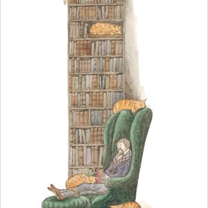 Edward Gorey: Bibliophile with Cats Notecard