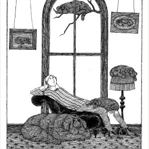 Edward Gorey: Thought about It Notecard