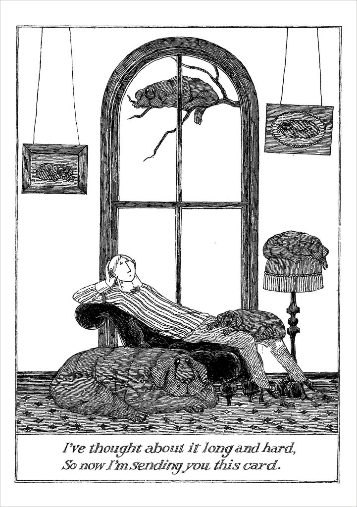 Edward Gorey: Thought about It Notecard