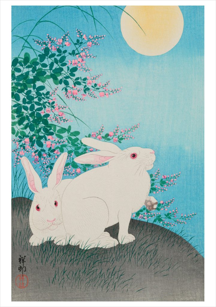 Ohara Koson (Shōson): Rabbits and Bush Clover Notecard