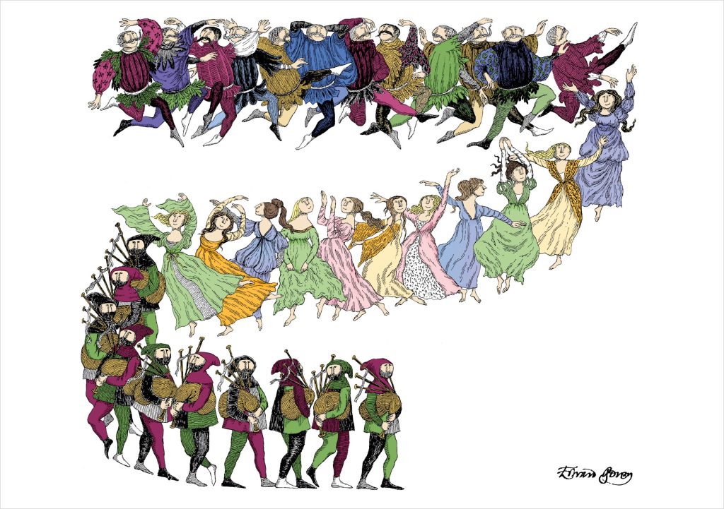 Edward Gorey: Twelve Lords a'Leaping Notecard