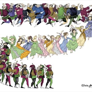 Edward Gorey: Twelve Lords a'Leaping Notecard