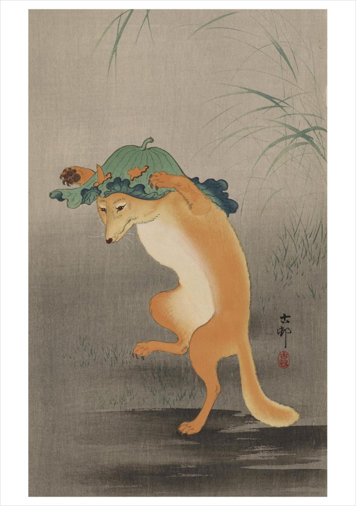 Ohara Koson (Shōson): Dancing Fox Notecard