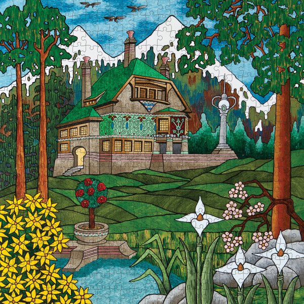 CJ Hurley: Cliffside House in Mountains 500-Piece Jigsaw Puzzle - Image 2