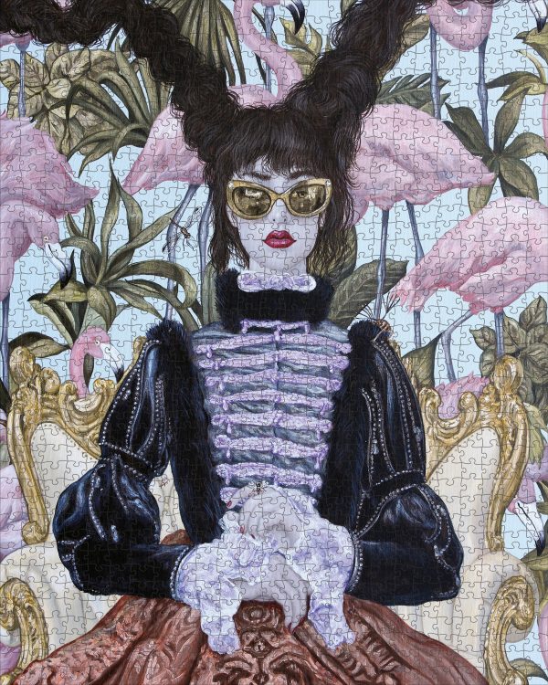 Carlos Gámez de Francisco: Girl with Pink Flamingos 1000-Piece Jigsaw Puzzle - Image 2