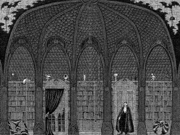 Edward Gorey: Dracula in Dr. Seward's Library 500-piece Jigsaw Puzzle - Image 2