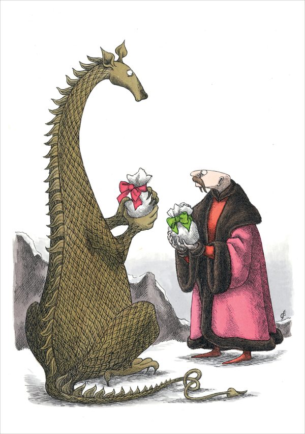 Edward Gorey: Dragon and Man Exchange Gifts Holiday Cards - Image 2