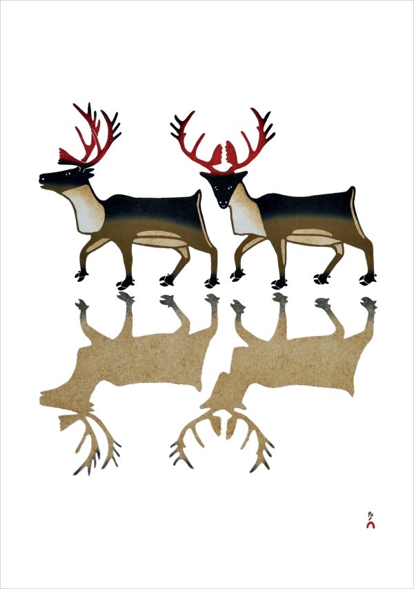 Kananginak Pootoogook: Caribou Reflection Holiday Cards - Image 2