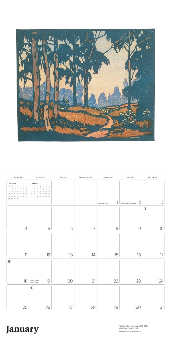 Arts & Crafts Block Prints by William S. Rice 2026 Wall Calendar - Image 3