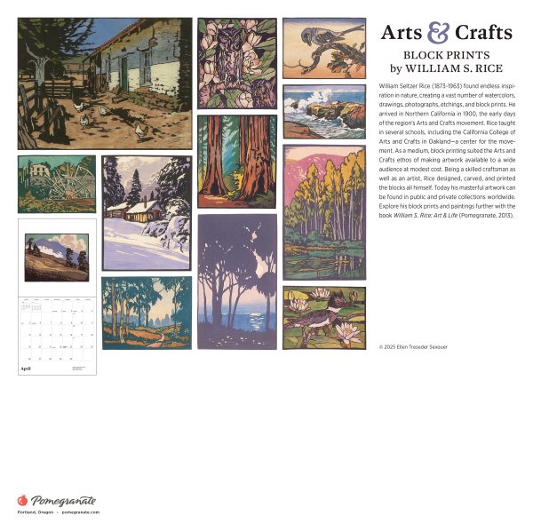 Arts & Crafts Block Prints by William S. Rice 2026 Wall Calendar - Image 6