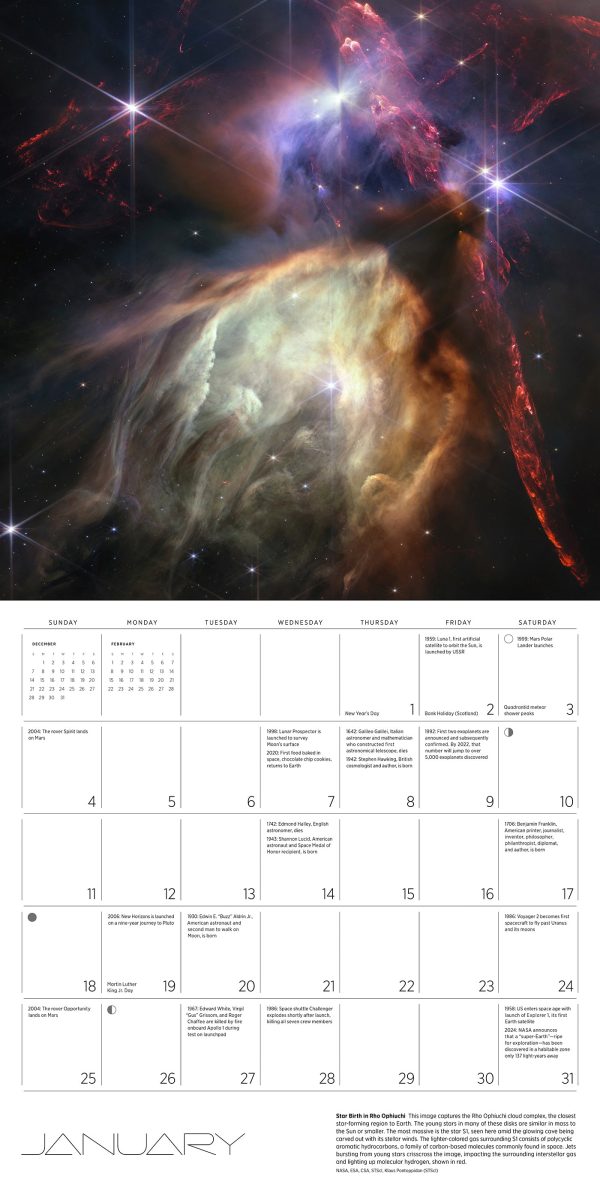Space: Views from the Hubble and James Webb Telescopes 2026 Wall Calendar - Image 3
