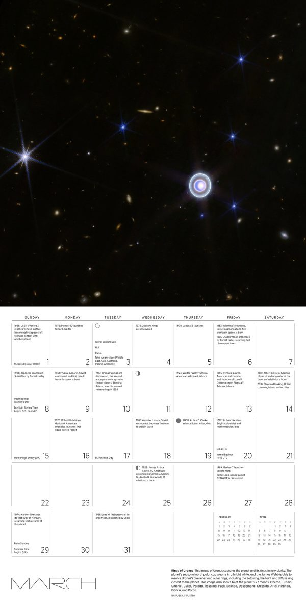 Space: Views from the Hubble and James Webb Telescopes 2026 Wall Calendar - Image 5