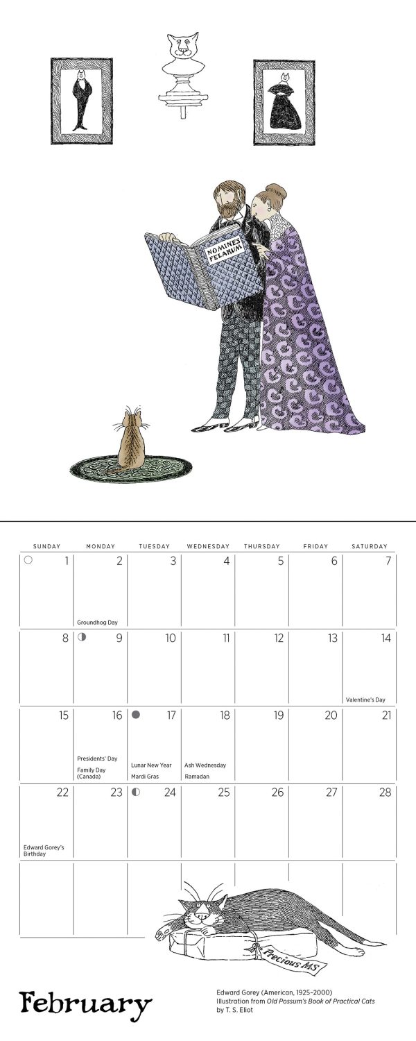 Edward Gorey: Practical Cats 2026 Mini Wall Calendar - Image 3