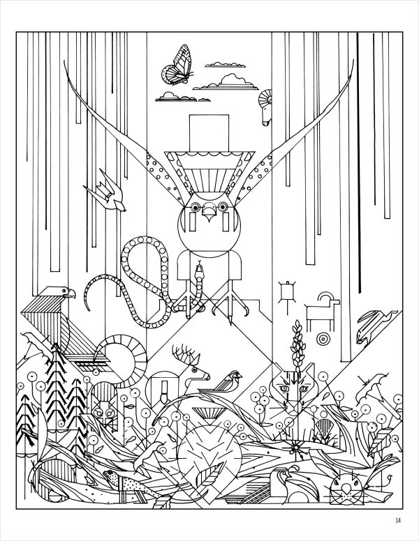 Charley Harper: 50 Drawings Coloring Book - Image 3