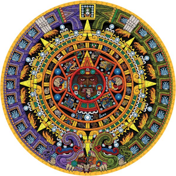 Michael Angulo: Aztec Sun Stone 1000-Piece Circular Jigsaw Puzzle - Image 2
