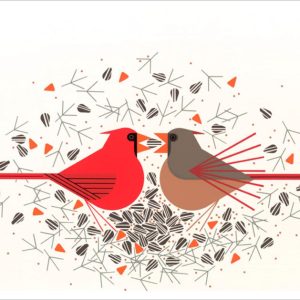 Charley Harper: Cardinal Courtship Birthday Card