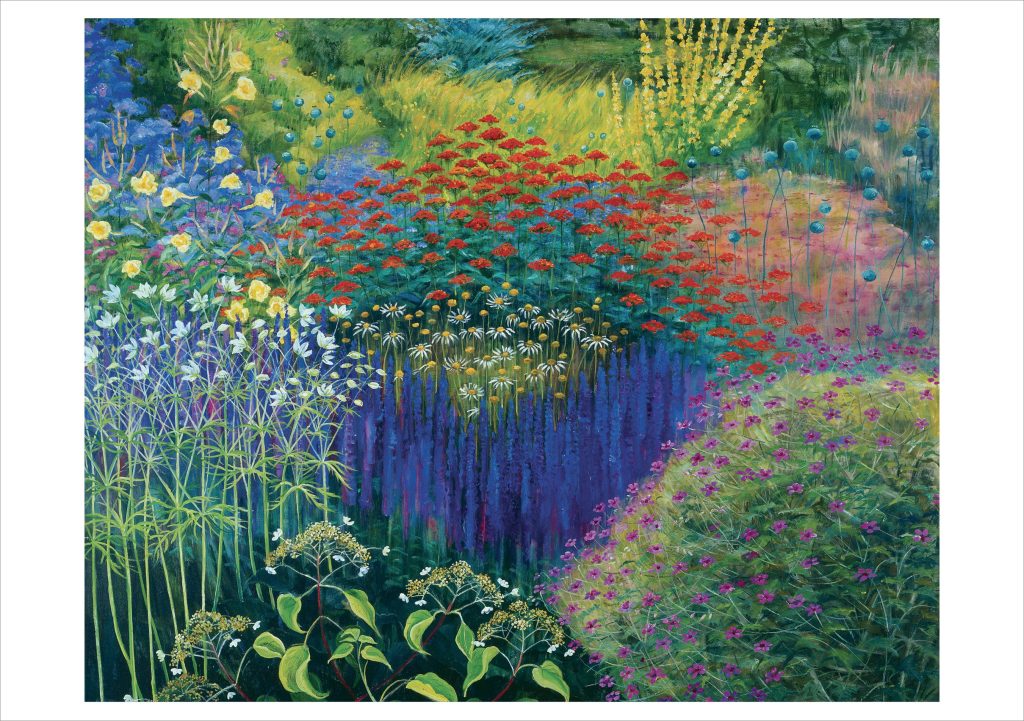 Rosalind Wise: Border with Purple Salvias Birthday Card