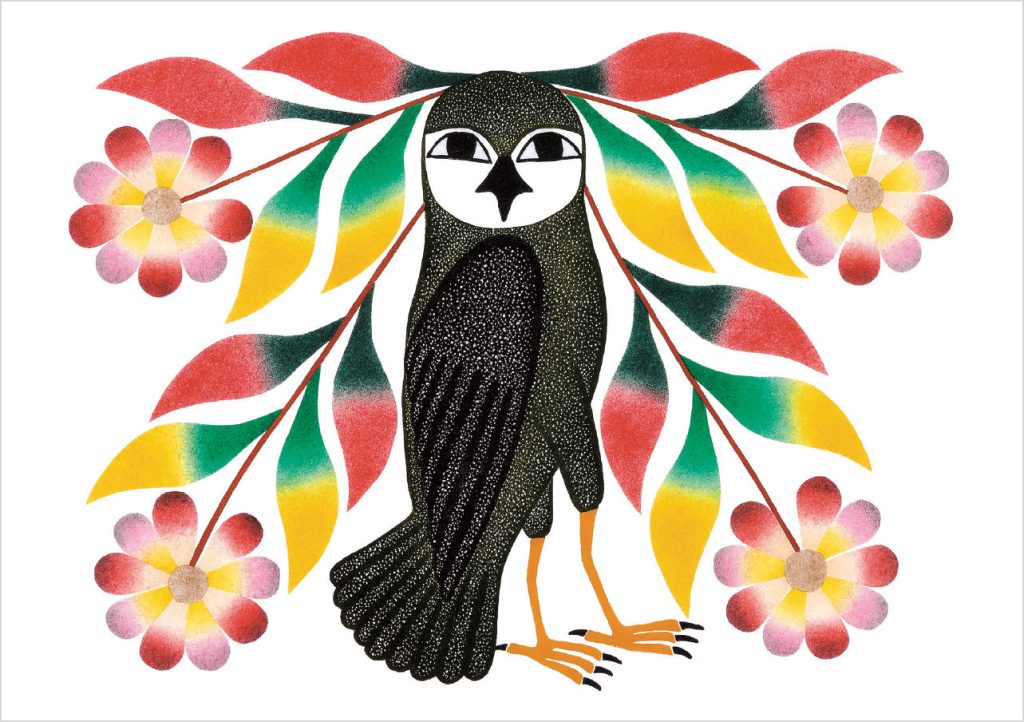 Kenojuak Ashevak: Owl's Bouquet Birthday Card