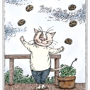 Edward Gorey: Cat Juggling Cookies Birthday Card