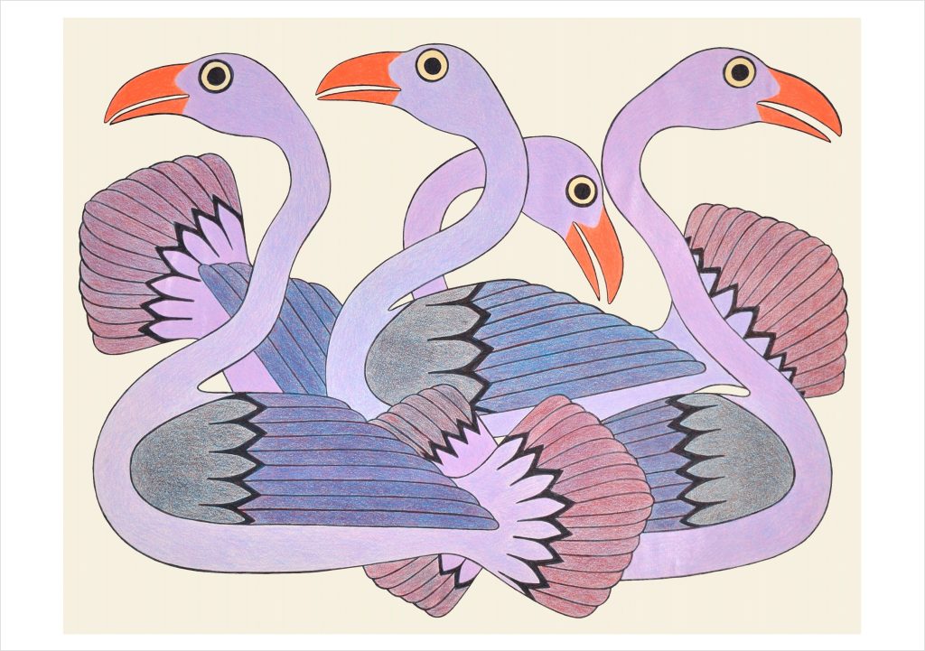 Kenojuak Ashevak: Swans at Sunset Birthday Card