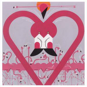 Charley Harper: Flamingo a Go Go Birthday Card