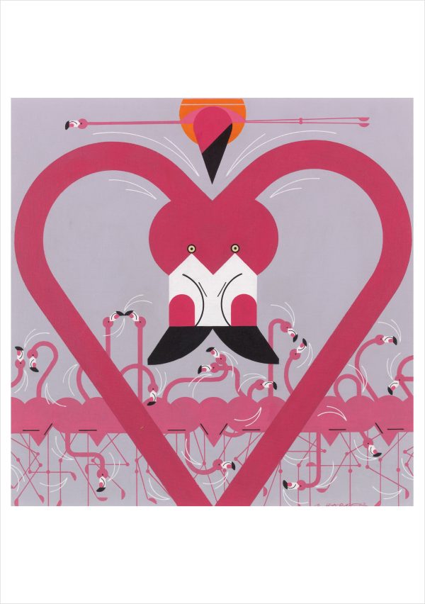 Charley Harper: Flamingo a Go Go Birthday Card
