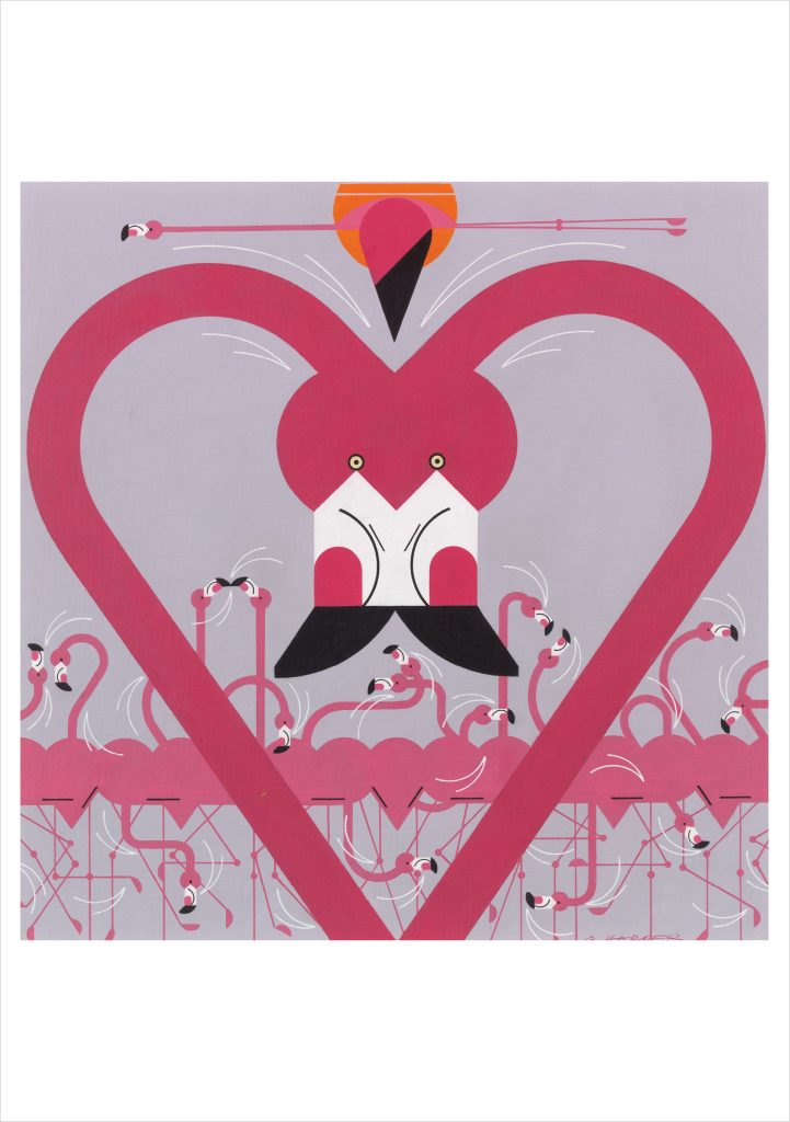 Charley Harper: Flamingo a Go Go Birthday Card