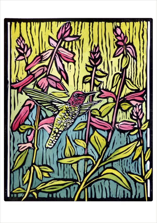Molly Hashimoto: Anna's Hummingbird & Salvia Birthday Card