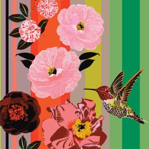 Kate Blairstone: Camellia Stripe Birthday Card