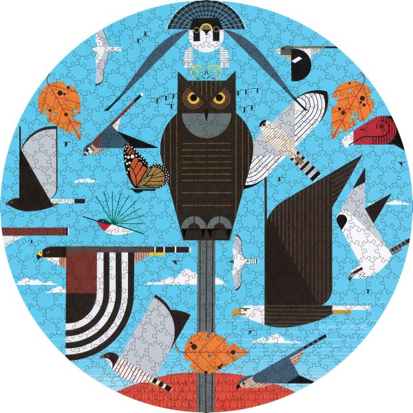 Charley Harper: Hawk Mountain 500-Piece Circular Jigsaw Puzzle - Image 2