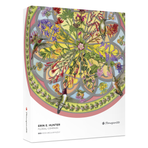 Erin E. Hunter: Floral Compass 500-Piece Circular Jigsaw Puzzle