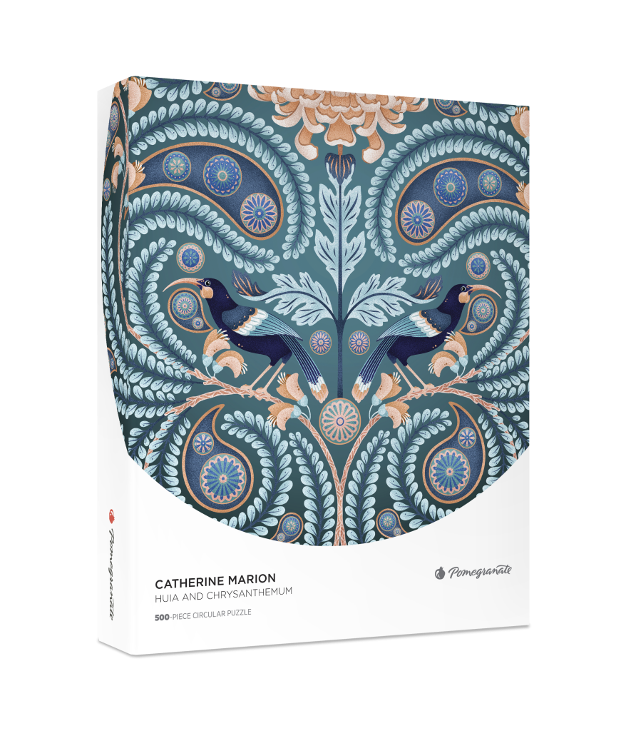 Catherine Marion: Huia and Chrysanthemum 500-Piece Circular Jigsaw Puzzle