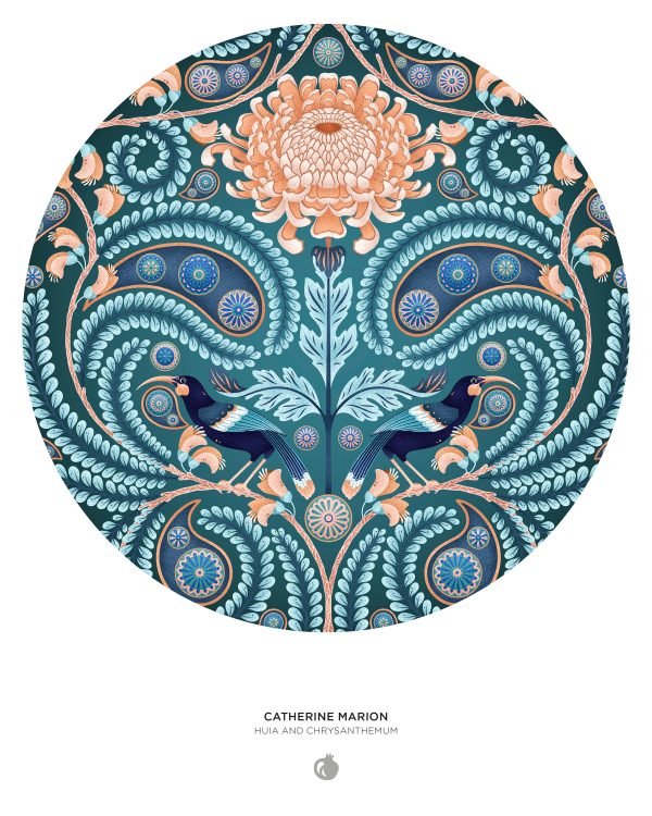 Catherine Marion: Huia and Chrysanthemum 500-Piece Circular Jigsaw Puzzle - Image 3