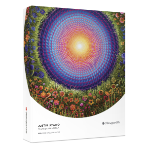 Justin Lovato: Flower Mandala 500-Piece Circular Jigsaw Puzzle